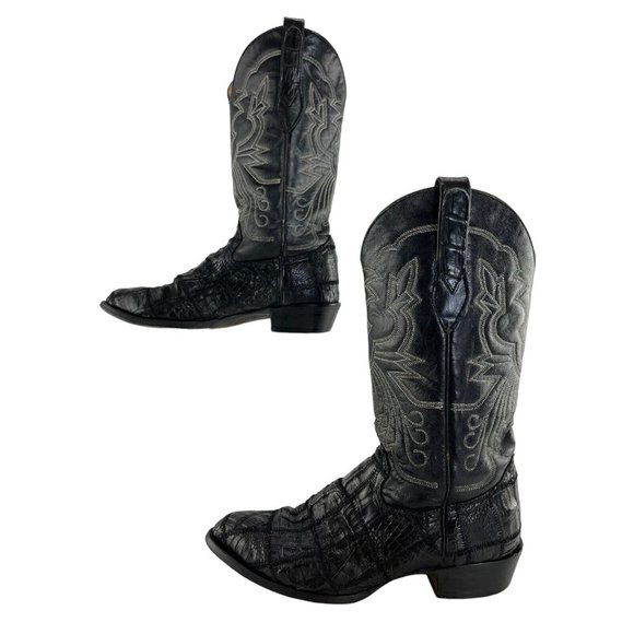 Men's Corral Black Caiman Almond Toe Western Boots Size: 8.5 D - Picture 2 of 8